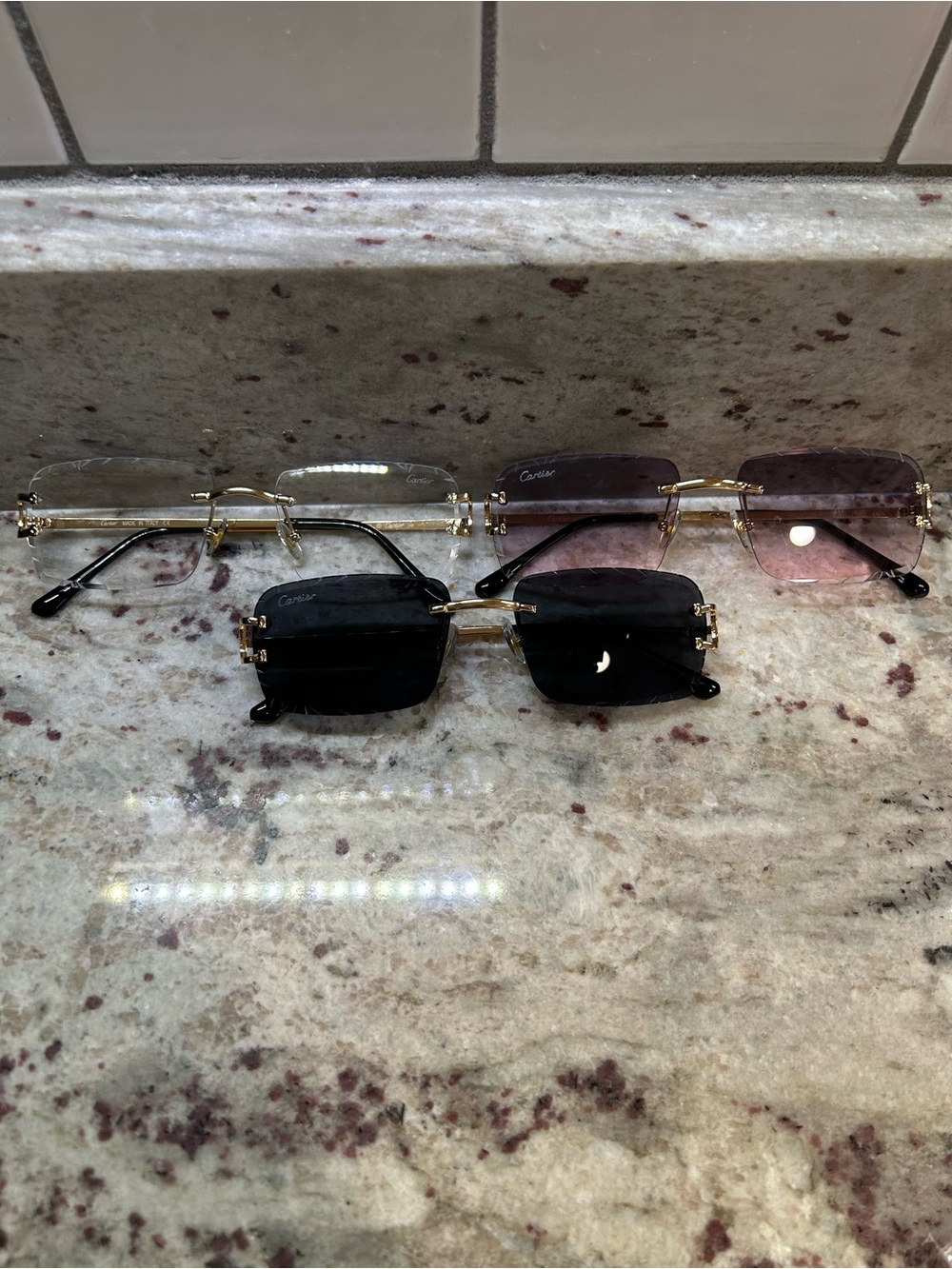 Inspired Rimless Square Sunglasses - Black